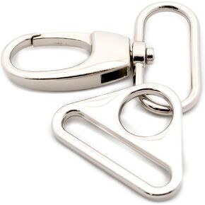 Fat Swivel Snap Hook Metal Push Gate Lobster Clasps 3 Sets with Triangle Rings for Purse Bag Sewing Accessories (Gold,1 1/2")