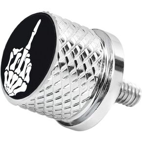 Stainless Knurled Fender Seat Bolt Screw 1/4"-20 Thread Compatible with Harley Sportster Touring Softail Dyna CVO Electra Glide Street Glide 1996-2020- Skull Middle Finger-Chrome