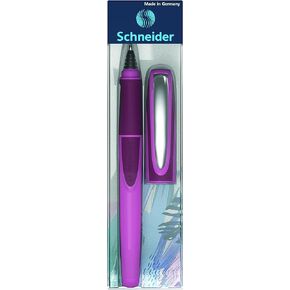 Schneider Ray Cartridge Rollerball Pen, M (Medium), Refillable, Boysenberry Barrel, Royal Blue Erasable Ink Cartridge, Pack of 1 Pen (187809)