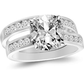 1.21 CTW Classic Channel Set Wedding Set Bridal Band & Diamond Engagement Ring w/ 0.51 Ct GIA Certified Cushion Cut I Color VS1 Clarity Center