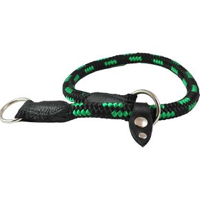Dogs My Love Round Braided Rope Nylon Choke Dog Collar with Sliding Stopper (28" Long; 0.5" Diam (12mm), Red/Black)