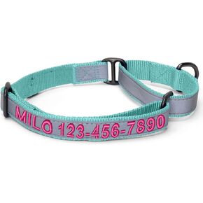 Pawtitas Martingale Dog Collar with Chain a Reflective Dog Training Collar for Large Dogs | Nylon No Pull Dog Collar for Large Dog - Green Camo
