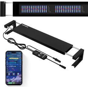 Saltwater Aquarium Light,Smart Reef Coral Light,App with Bluetooth + WiFi Dual Control,Multi-Zone Spectrum for Saltwater Fish and Reef Tanks,with Real Time Water TemperatureSensor (18-24 in)