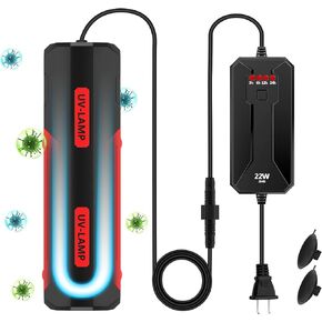 Rutloy Aquarium Clean Light,22W UV Double Tube Sanitizer Clean Light with Timer, Fish Tank Aquarium Water Cleaning Algae Removal Lamp for Ornamental Fish Tanks, Large Aquariums