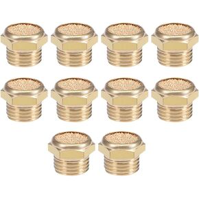 uxcell 1/4 PT Sintered Bronze Exhaust Muffler with Brass Body Flat 10pcs