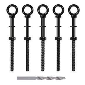 10 Pack Eye Bolt, 1/4" x 5" T316 Stainless Steel Eyebolts, Heavy Duty Shoulder Lifting Ring Threaded Eyebolts with Nuts and Washers HF038B