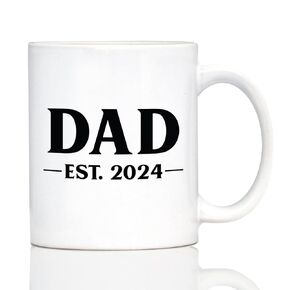 Dad Est 2024 - New Father Coffee Mug Gift for First Time Parents - Bold - 11oz White Ceramic Mug