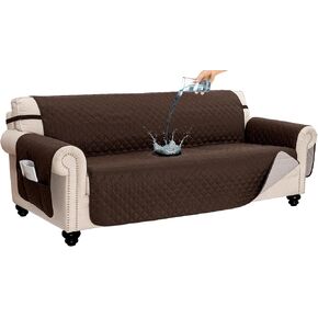 100% Waterproof Couch Covers for Pets Anti Slip Sofa Covers Washable for 2 Cushion Couch Dog Couch Cover Protector Thick Sofa Slipcover with Pockets (54" Loveseat, Beige)