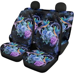 Belidome Abstract Hippie Flower Car Seat Cover Full Set of 4 Piece Auto Decor Interior Accessory Universal Fit (Front and Rear Set)