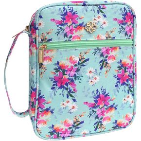 حافظة غطاء الكتاب المقدس للنساء مع جيب بسحاب وجيوب تنظيم داخلية تناسب الكتاب المقدس ذو الحجم القياسي 9.8 × 6.5 × 2.4 بوصة من نسيج الأزهار، هدية للأم in Kuwait