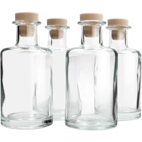 Feel Fragrance Glass Diffuser Bottles Diffuser Jars with Cork Caps Set of 4 – 5.3 inches High, 240ml 8.2 Ounce. Fragrance Accessories Use for DIY Replacement Reed Diffuser Sets.