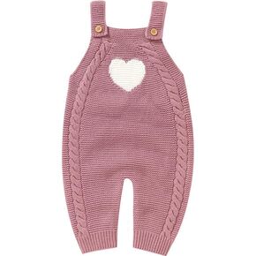 Neiwech Baby Boy Girl Romper 0-18 Months Heart Sleeveless Knit Jumpsuit Overalls Clothes for Newborn Infant