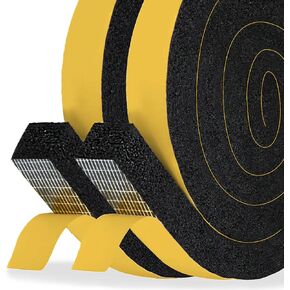Foam Tape Air Conditioner Window Seal, 1 X 1 Inch Thick Foam Stripe with Adhesive, Weather Stripping for Doors and Windows Insulation, Window Ac Insulation Tape (6.5ft x 2 Rolls, Total 13ft)
