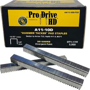 Pro Drive HD Hammer Tacker Pad Staples, Ideal for Carpet Pad, Carpet Padding, Galvanized Divergent Point, 20 Gaige Staples, Superior Grip & Holding Power, 5000 Count per Box, 13/32'' Crown, 3/8" Leg in Saudi Arabia