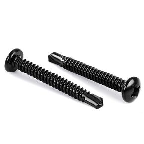 #10 x 1 Pan Head Self Tapping Screws Sheet Metal Screws, Stainless Steel 410, Black Finish, 100 PCS