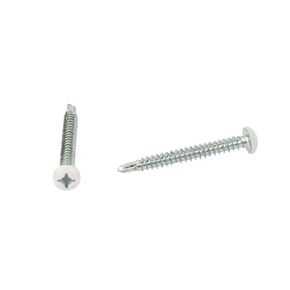 Aillsa Trailer Exterior Self Tapping Screws # 8 X 1 1/2" （130 pcs) Quad Drive Enclosed Car Hauler Self Tapping Screws/Self Tapping Sheet Metal Screws-White