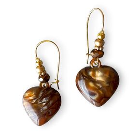 Handmade Bohemian Style Dangle Earrings, Unique Jewelry for Women, Heart Shape, Brown Earrings, Turkish Accessories in Kuwait
