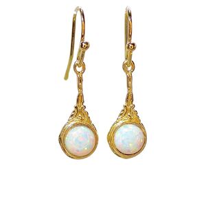 Opal Earrings, 14k Gold plating dangle earrings, Victorian earrings with White Stone, Gemstone Drop Earrings, Unique gold earrings, Boho earrings, October Birthstone, White opal gold earrings