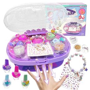 GIRLINK Kids Nail Polish Set for Girls with Dryer, Non-Toxic Peel able Children Polish Nail Set 15 Kit, Safe Dress Make-Up Toy Birthday Gift for Girl Ages 6-12 Party Christmas