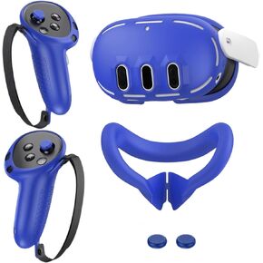 Silicone Protective Cover Set Compatible with Meta/Oculus Quest 3 Accessories,Silicone Covers Contain VR Shell Cover&Controller Grip Cover&Silicone Face Cover for The Protection(Colour 3)