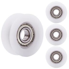 U Groove Pulley 4Pcs U-Groove Roller Guide Wheel Nylon Guide Roller Wheel for Door Windows Cabinets Drawers Printers 6x24x9mm White