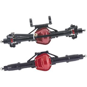 Aluminum Alloy Front and Rear Axle and Universal Driveshafts Set for 1/10 RC Crawler Car Axial SCX10 (Black)