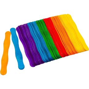 Amkoskr 8" Wooden Fan Handles 500 Pcs, Premium Color Craft Sticks Jumbo Popsicle Sticks for Wedding, DIY Projects, Painting Mixing