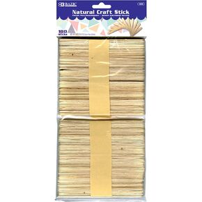 BAZIC Craft Sticks Natural Wood, Standard Size Ice Cream Popsicle Stick, Non Toxic Art Supplies for DIY Project Building Crafts (100/pack), 1-Pack