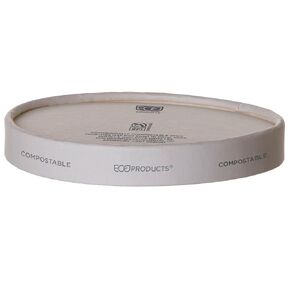 Eco-Products Compostable 12-32oz Paper Food Bowl Paper Lids, Case of 500, Disposable Renewable Round Food Bowl Lids, Hot or Cold Foods, White, Plant-Based PLA Lined, ASTM Compliant, BPI-Certified