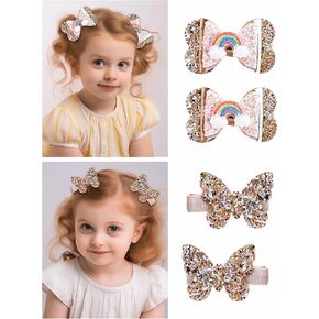 New Glitter Gold Bows Hair Clip For Girls, Baby Girl Toddler Clips, Hair Accessories.(FJ98) (Gold butterfly) in Kuwait