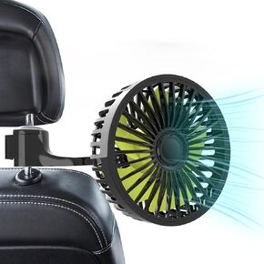 Dealswin USB Car Seat Fan for Backseat: Protable Car Cooling Fan for Car Rear Seat Baby Kids, 3 Speeds and 360 Degree Rotatable Car Rear Seat Headrest Fan for Sedan, SUV, RV, Van Strong Wind Car Fans