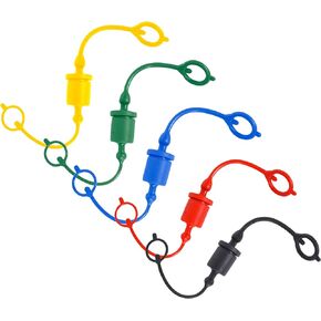 (5 Set) 1/2 ISO A Tractor Hydraulic Hose Caps and Plugs Couplers Male Dust Cap and Female Plug Cover, Quick Disconnects Port Plug Fitting with Retention Ring Keeps Cap Attached to Hose (5 Colors)