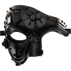 Steampunk Metal Cyborg Venetian Mask Masquerade Mask Men Venetian Party Mask Phantom of The Opera Mardi Gras Mask in Kuwait