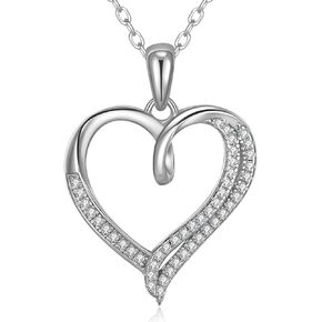 LAVALE Moissanite Diamond Necklaces for Women, Engraved 'Forever & Always' Gifts for Women Mom Her Girlfriend, Elegant 14K Gold Heart Necklace Anniversary Birthday Gifts for Women