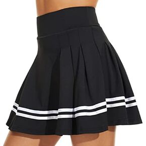 ThreeH Women High Waist Pleated Tennis Skirt Built-in Lining Shorts Girls School Uniforms Skates Skirts with 2 Pockets