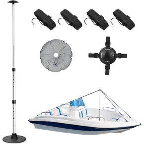 KOMCLUB 2 Pack Pontoon Boat Cover Support System Adjustable Boat Cover Support Poles for Extension Telescopic Support Pole Height of 22.4"-51.2" Poles for Boat Cover with Webbing Strap Weight Bag