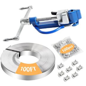 YouBXupup S304 Steel Strapping Banding Kit - Stainless Steel Banding Tool Band Coil 3/16"~3/4", Tensioner, Crimper, Cutter, Ratchet Type Plier for Tensioning, Packing, Bundling