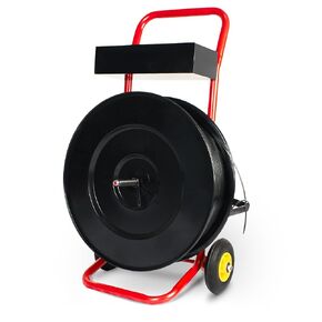 Gresdent Deluxe Strapping Dispenser with Built-in Tray for Polypropylene, Fibre Strapping, Plastic Steel Coil Roll Steel Strapping Cart Moveable Banding Cart
