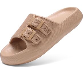 HQUEC Buckle Sandals for Women and Men Adjustable EVA Flat Slids Comfortable Pillow Slippers