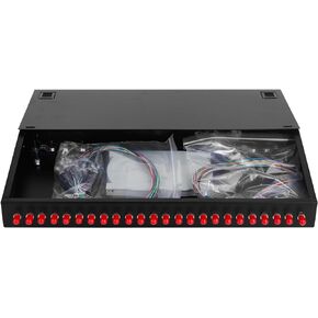 Xunsomten- 24 Port ST Rack Mount Enclosure Box & Splice Trays Fiber Cables Kit (Include Pigtail & Couplers)
