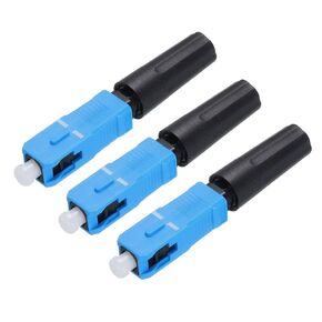 MECCANIXITY SC UPC Fiber Optic Quick Connector, Single Mode Straight SC Fiber Optic Fast Connectors Adapter for CATV Network, Pack of 3