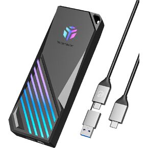Yottamaster M.2 NVME SSD Enclosure Compatible with Aura Sync RGB, Zinc Alloy USB3.2 10Gbps NVMe Enclosure Adapter for 8TB M.2 NVMe SSD 2230/2242/2260/2280 with M-Key [YTASM]