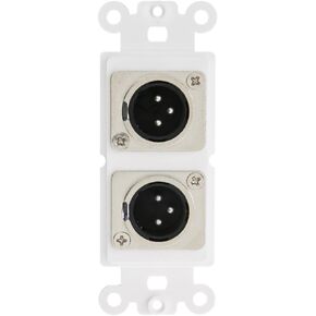 Decora Wall Plate Insert, White, Dual XLR Male to Solder Type