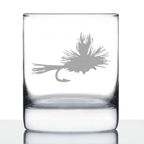 Fly Fishing - Whiskey Rocks Glass - Unique Flyfishing Themed Gifts for Fishermen - 10.25 Ounce