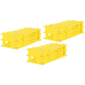 MECCANIXITY PP Plastic Test Tube Rack Holder 90 Holes 3 Layers Lab Detachable Tube Holder Yellow for 14mm Test Tubes, Pack of 3