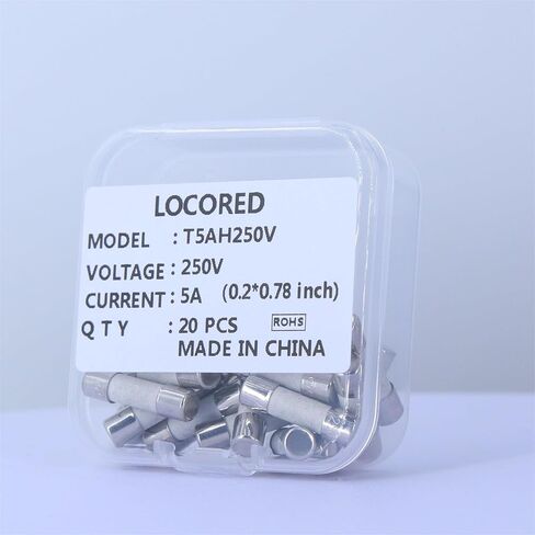 LOCORED 20 قطعة 5A 250 فولت ضربة بطيئة صمامات سيراميك T5AH250V 5x20 مللي متر 5 أمبير 250 فولت فيوز 0.2x0.78 بوصة تأخير الوقت خرطوشة أنبوب الصمامات UL المدرجة in Kuwait