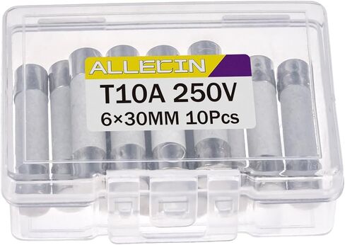 ALLECIN 10A 250V 6x30MM صمامات سيراميك بطيئة النفخ 10 أمبير 250 فولت 0.24 × 1.18 بوصة أنبوب تأخير الوقت T10AL250V (عبوة من 10 قطع) in Kuwait