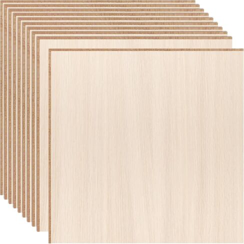 DIYDEC 10 حزمة من أوراق الزيزفون 12 × 12 × 1/8 بوصة 3 مم صفائح خشبية رقيقة من الخشب الرقائقي غير مكتملة من ألواح خشب البلسا للحرف اليدوية والنماذج المعمارية وقطع الليزر وحرق الخشب والرسم in Kuwait