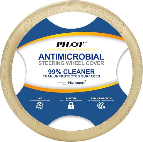 Pilot Automotive Antimicrobial Microban-Infused Universal Car Steering Wheel in Beige (MIC-001T) in Saudi Arabia