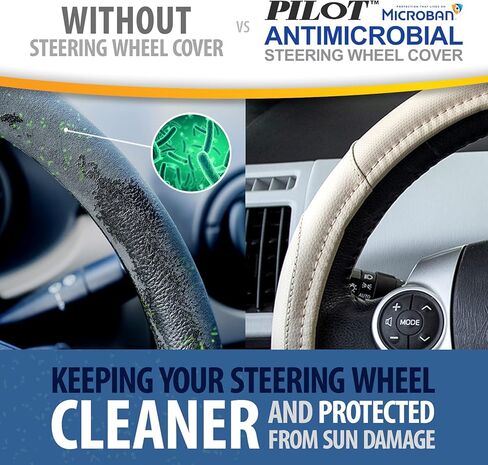 Pilot Automotive Antimicrobial Microban-Infused Universal Car Steering Wheel in Beige (MIC-001T) in Saudi Arabia